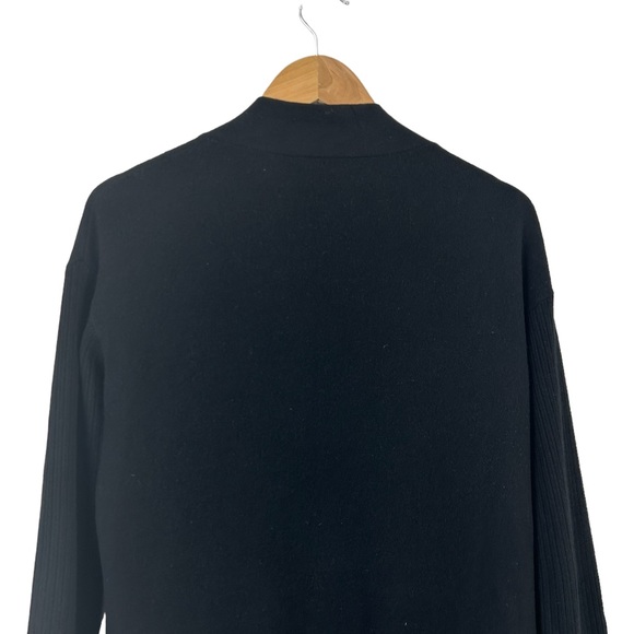 Theory Cashmere Rib Sleeve Black Open Front Cardigan in size Medium - Picture 7 of 11
